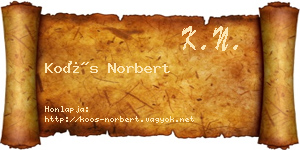 Koós Norbert névjegykártya